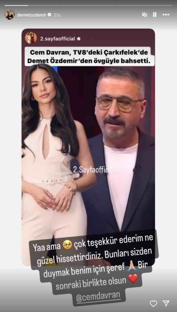 demet ozdemir den cem davran in ovgu dolu sozlerine yanit benim icin bir seref